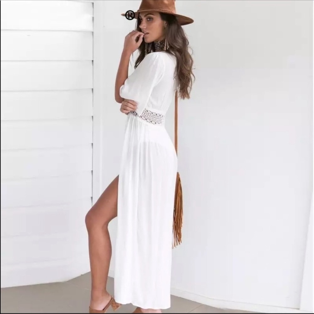 All sizes added! BoHo white cover-up maxi dress - Picture 3 of 6